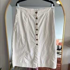 Cream Button-Front Skirt
